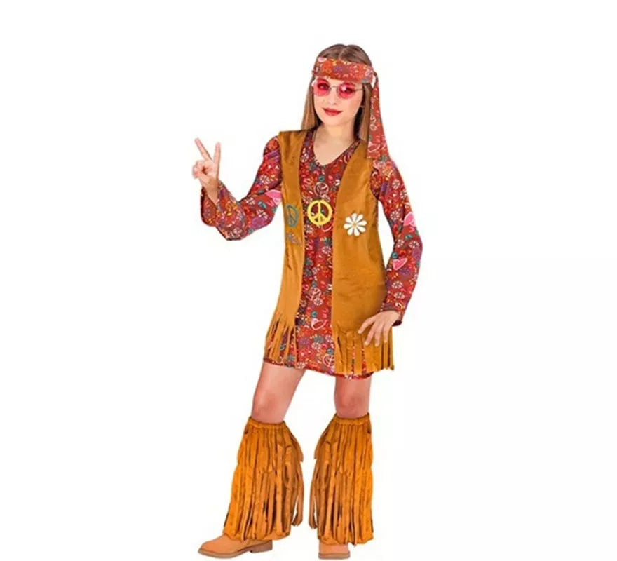Translation missing: pt-PT.Disfraz de Hippie Chaleco marrón para niña y adolescente