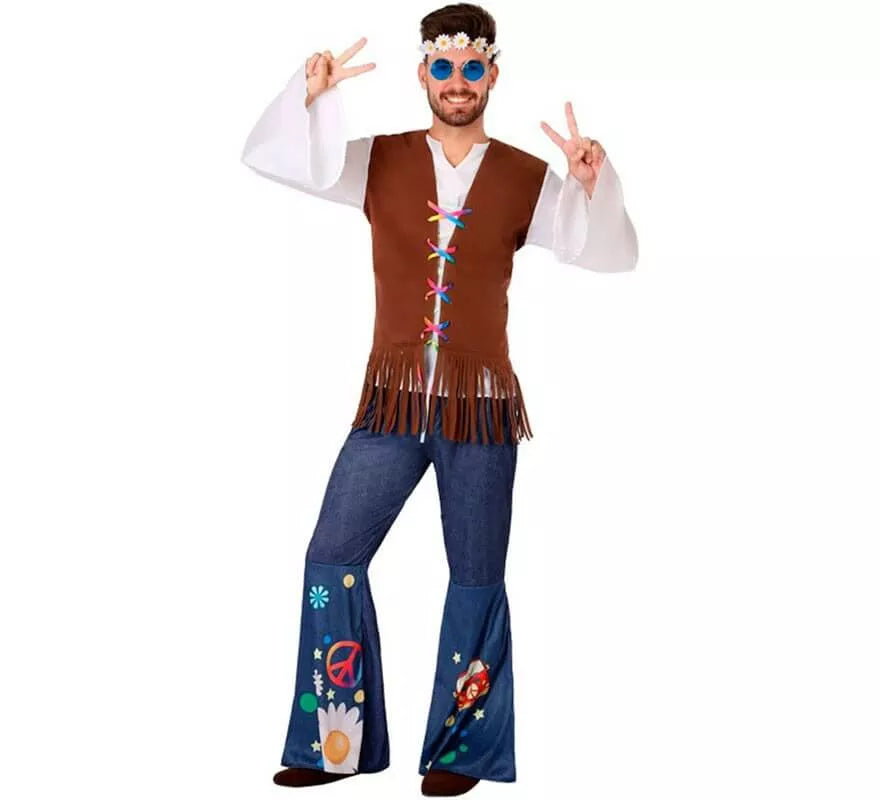 Disfraz de Hippie con Chaleco para hombre