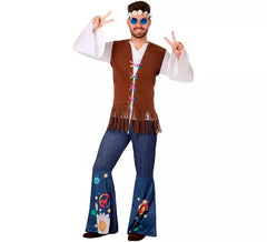 Fato hippie com colete para homem