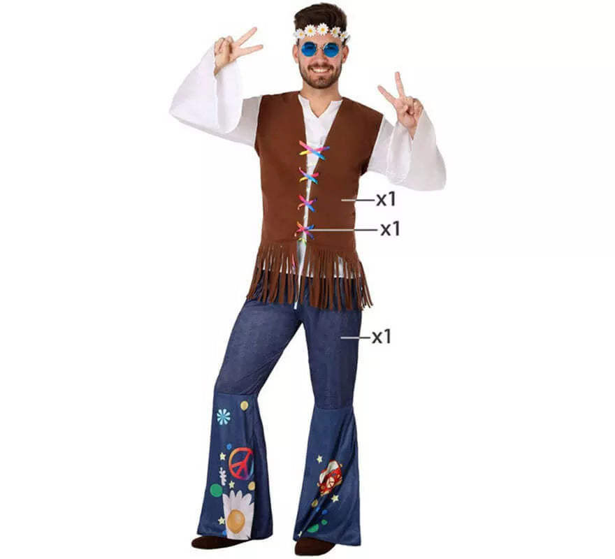Translation missing: pt-PT.Disfraz de Hippie con Chaleco para hombre