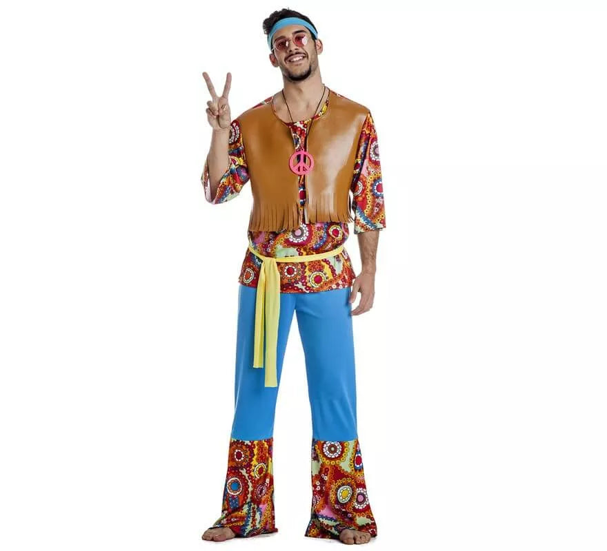 Translation missing: pt-PT.Disfraz de Hippie con Chaleco para hombre