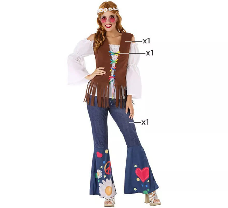 Translation missing: pt-PT.Disfraz de Hippie con Chaleco para mujer