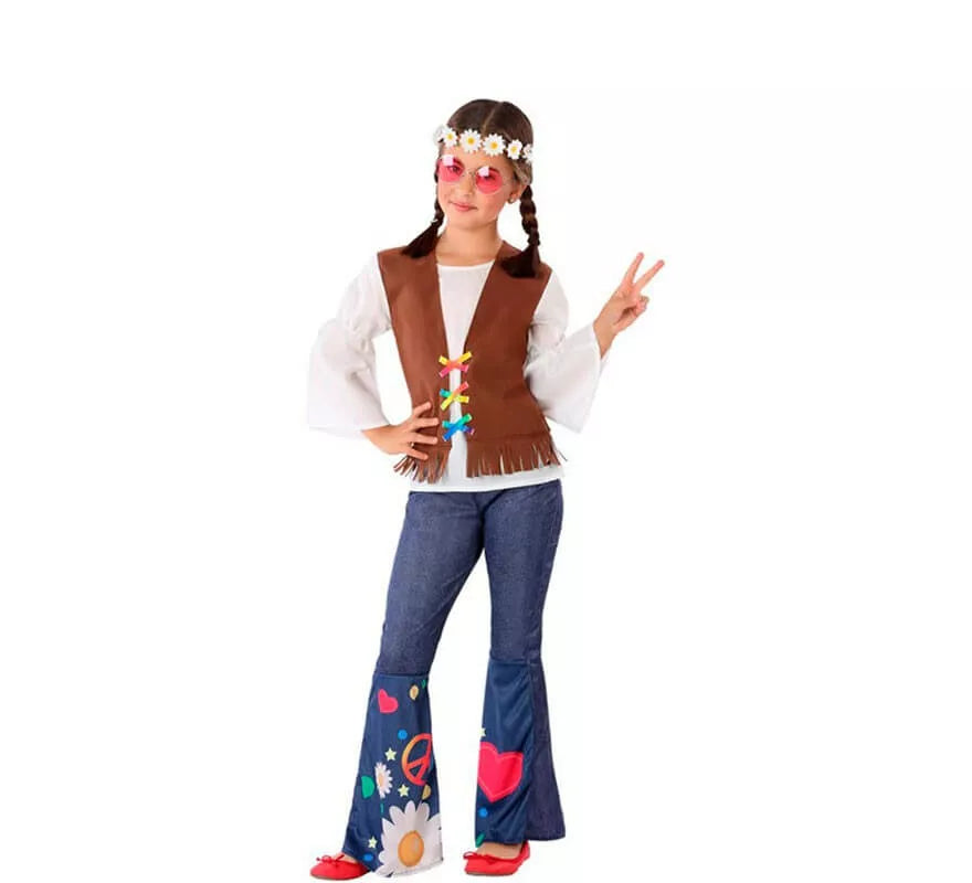 Translation missing: pt-PT.Disfraz de Hippie con Chaleco para niña