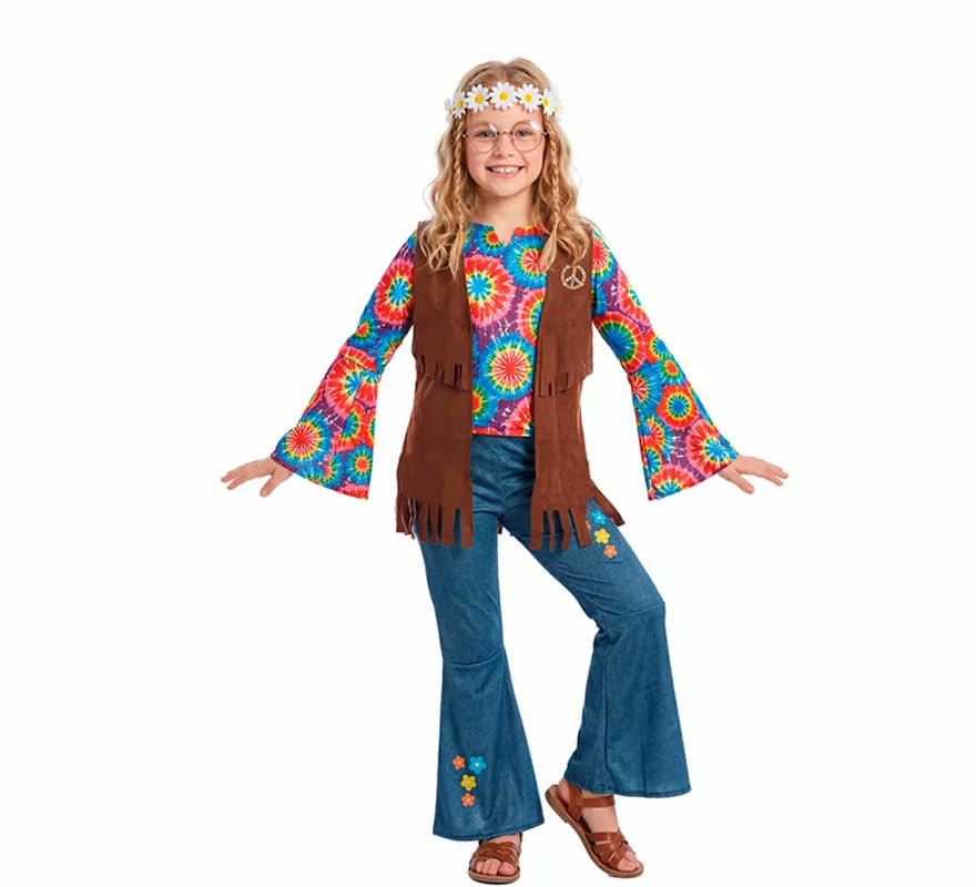 Translation missing: pt-PT.Disfraz de Hippie con Chaleco para niña