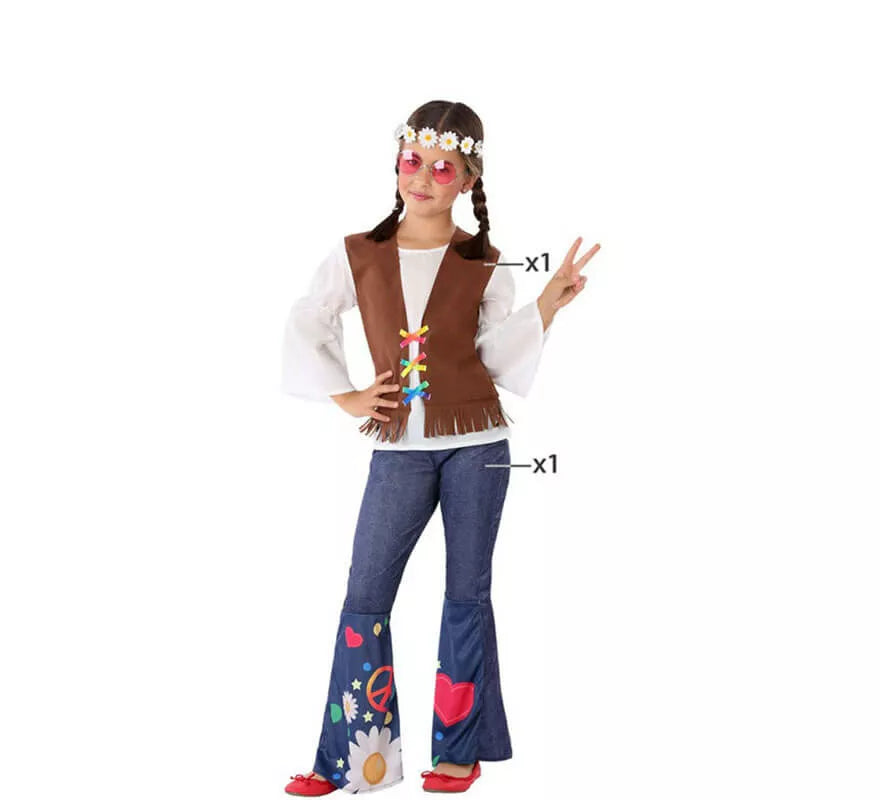 Translation missing: pt-PT.Disfraz de Hippie con Chaleco para niña