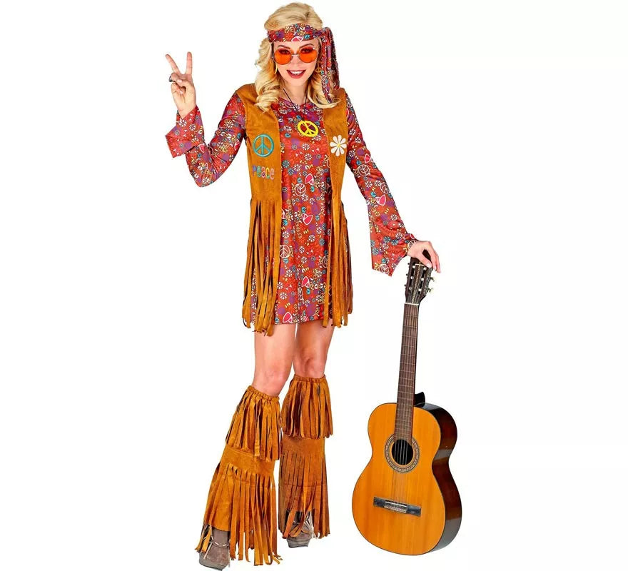Translation missing: pt-PT.Disfraz de Hippie con cubrebotas y flecos para mujer