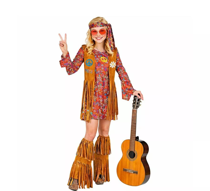 Translation missing: pt-PT.Disfraz de Hippie con cubrebotas y flecos para mujer