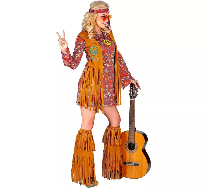 Translation missing: pt-PT.Disfraz de Hippie con cubrebotas y flecos para mujer
