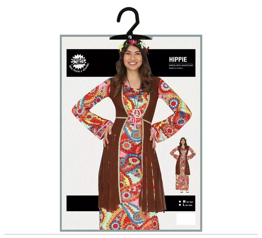 Disfraz de Hippie con Vestido Largo para Mujer