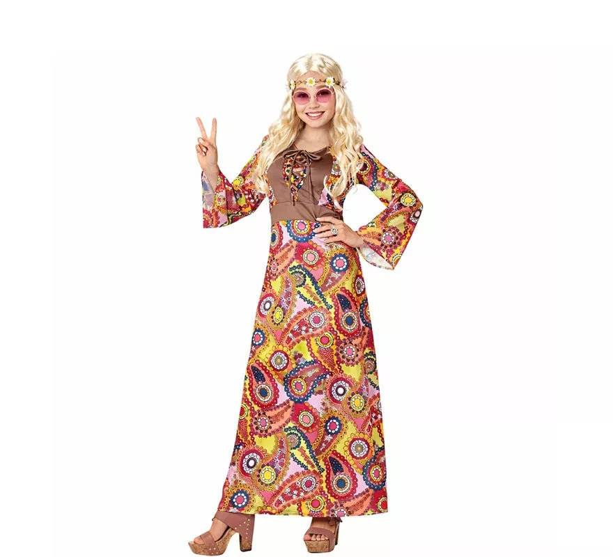Translation missing: pt-PT.Disfraz de Hippie figuras multicolor para mujer
