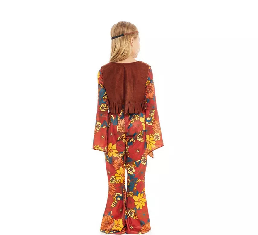 Translation missing: pt-PT.Disfraz de Hippie floral con chaleco para niña
