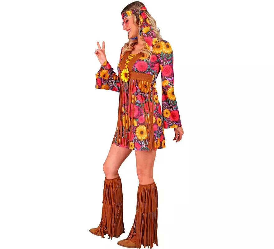 Translation missing: pt-PT.Disfraz de Hippie floral con flecos para mujer