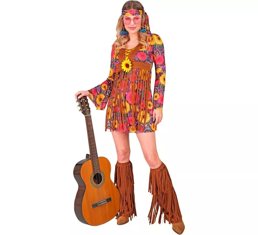 Translation missing: pt-PT.Disfraz de Hippie floral con flecos para mujer