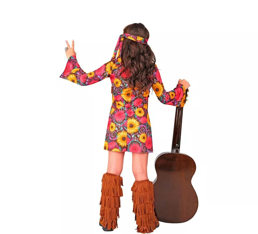 Translation missing: pt-PT.Disfraz de Hippie Floral con flecos para niña y adolescente