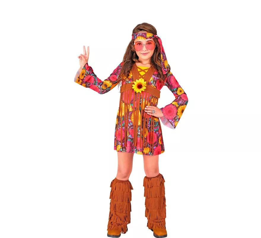 Translation missing: pt-PT.Disfraz de Hippie Floral con flecos para niña y adolescente