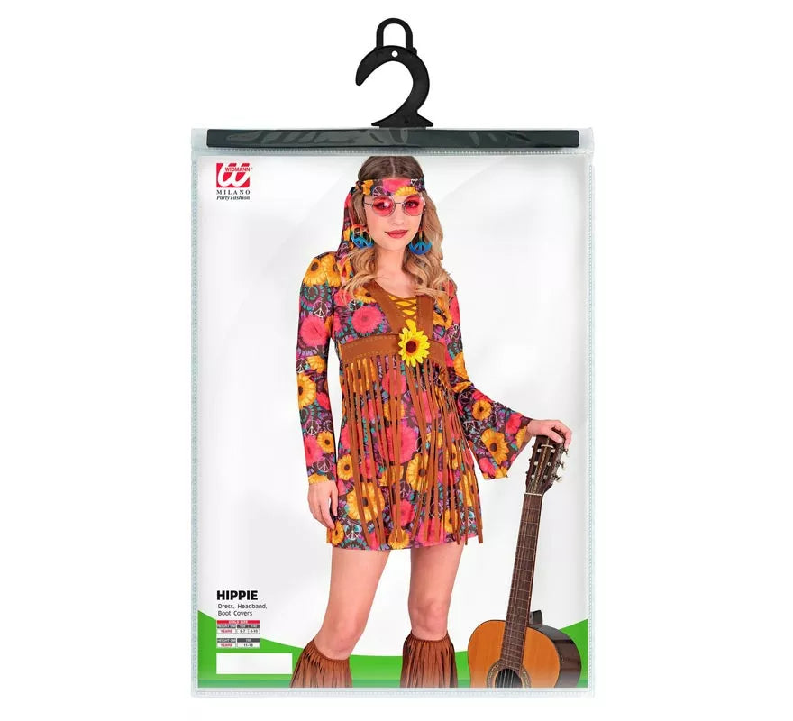 Translation missing: pt-PT.Disfraz de Hippie Floral con flecos para niña y adolescente