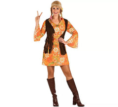Fato de hippie florido para mulher