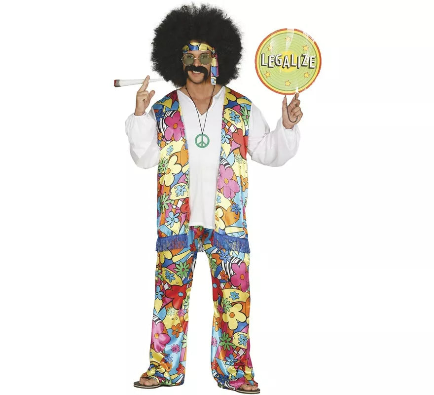 Translation missing: pt-PT.Disfraz de Hippie Floreado para hombre