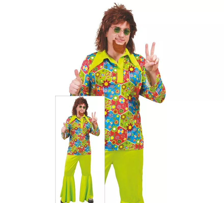 Translation missing: pt-PT.Disfraz de Hippie Flower Power para hombre