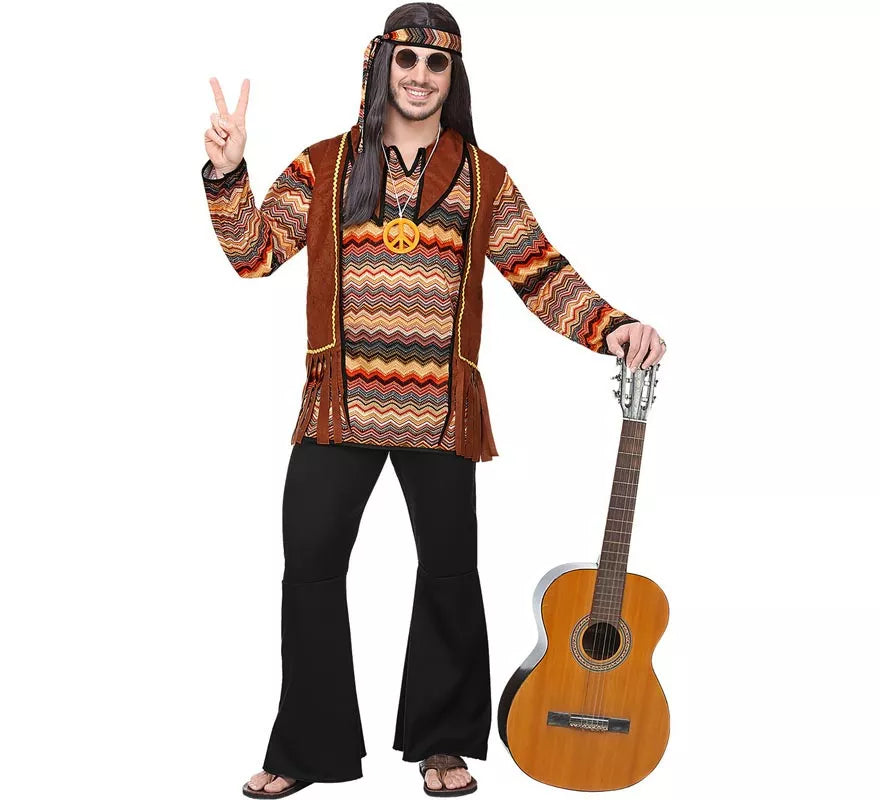 Translation missing: pt-PT.Disfraz de Hippie franjas de colores para hombre