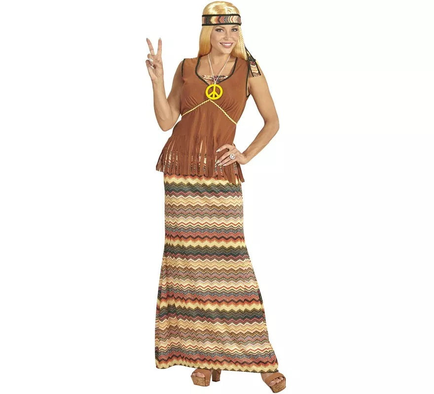 Translation missing: pt-PT.Disfraz de Hippie franjas de colores para mujer