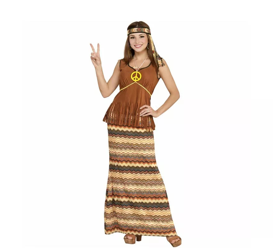 Translation missing: pt-PT.Disfraz de Hippie franjas de colores para mujer