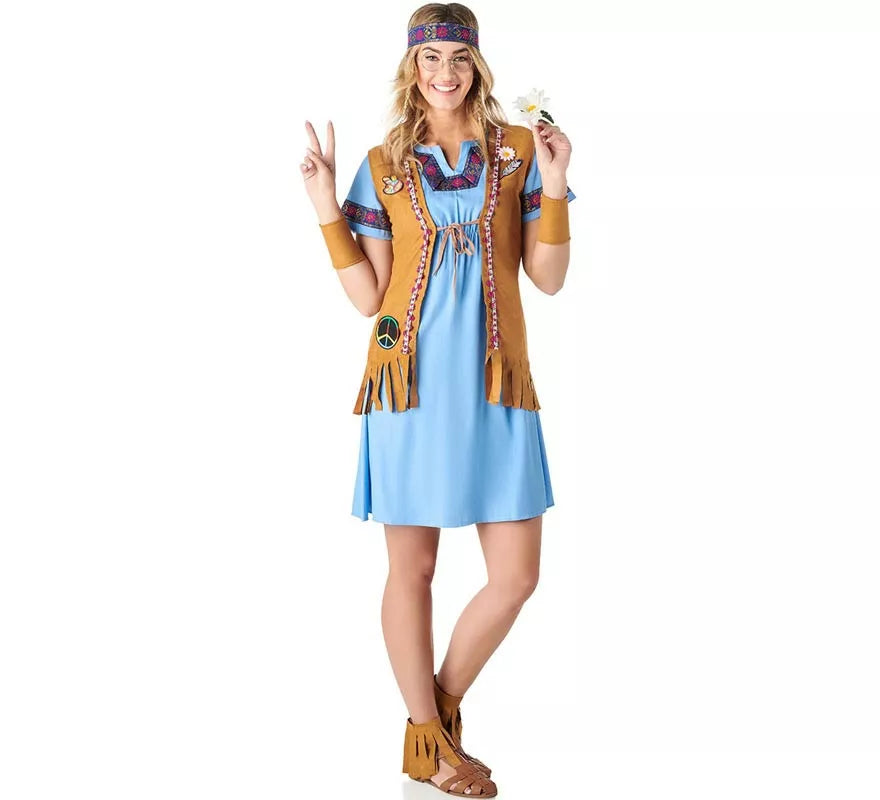 Translation missing: pt-PT.Disfraz de Hippie Jeans azul para mujer