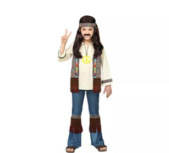Fato de Hippie castanho com colar para criança e adolescente