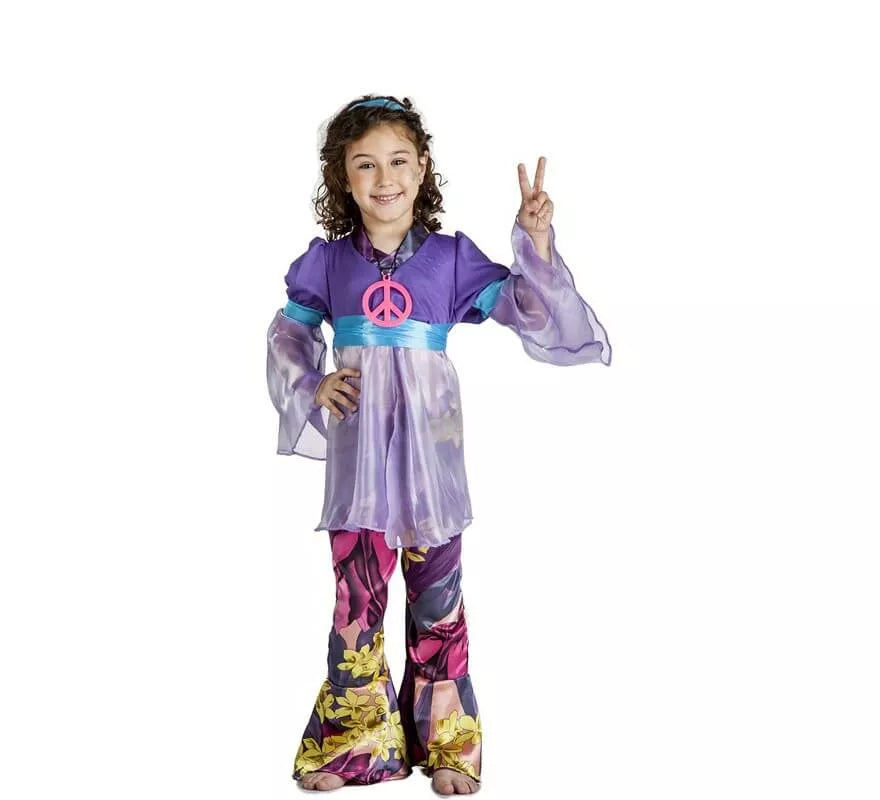 Translation missing: pt-PT.Disfraz de Hippie Morada para niña