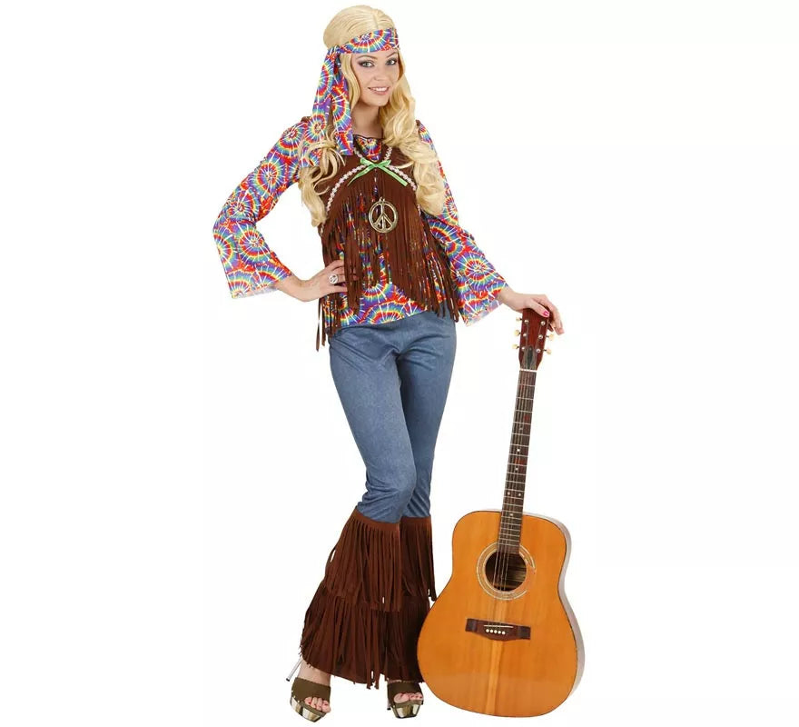 Translation missing: pt-PT.Disfraz de Hippie Psicodélica con chaleco para mujer