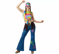 Fato hippie psicadélico para mulher