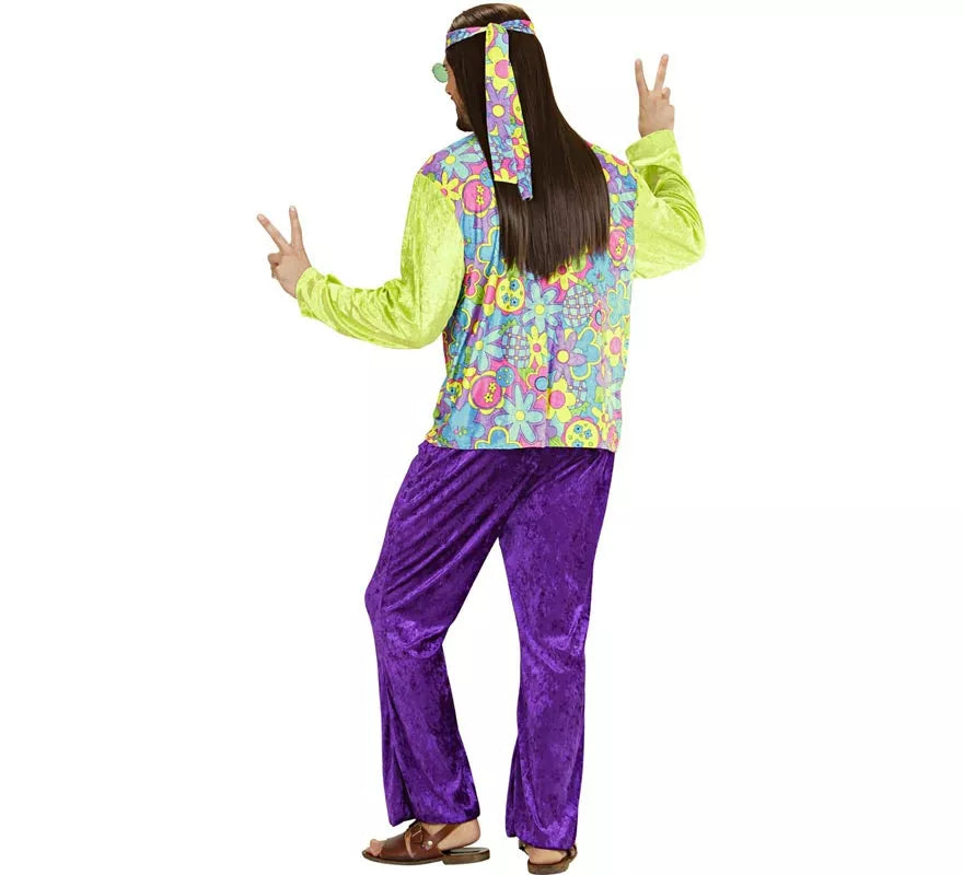 Translation missing: pt-PT.Disfraz de Hippie púrpura de terciopelo para hombre