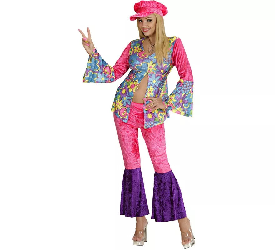 Translation missing: pt-PT.Disfraz de Hippie rosa de terciopelo para mujer