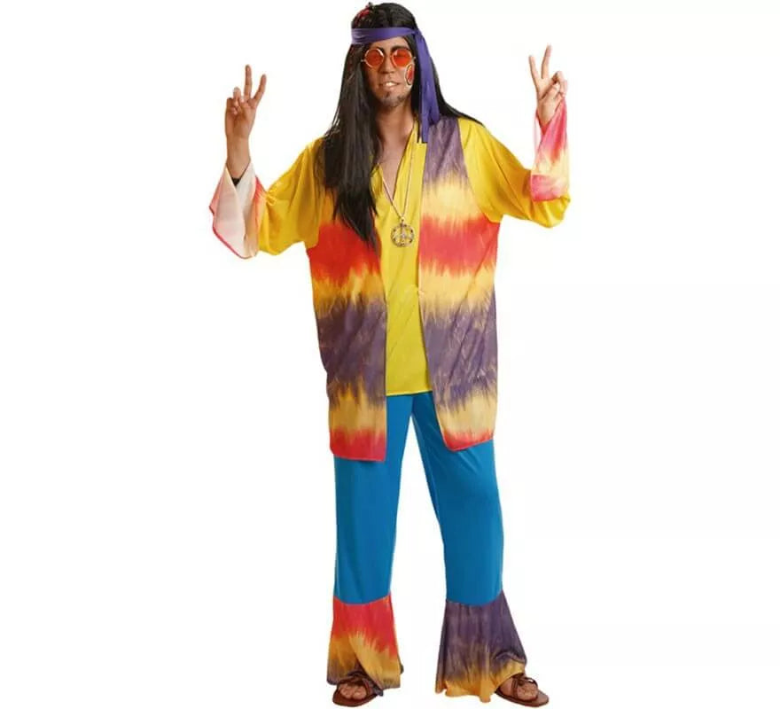 Translation missing: pt-PT.Disfraz de Hippy Multicolor para hombre