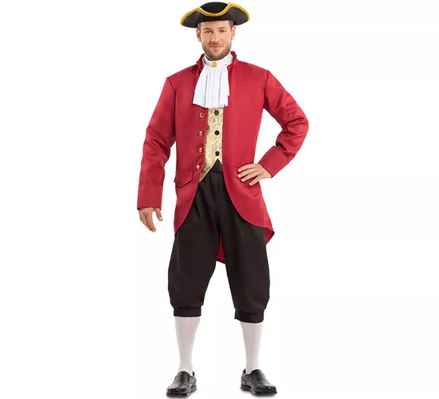 Translation missing: pt-PT.Disfraz de Hombre Colonial rojo y negro para hombre