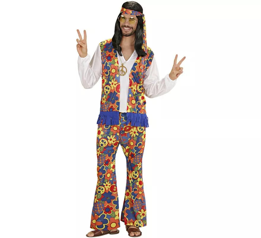 Translation missing: pt-PT.Disfraz de Hombre Hippie con cinta y medallón para hombre