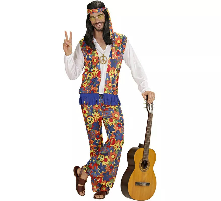 Translation missing: pt-PT.Disfraz de Hombre Hippie con cinta y medallón para hombre