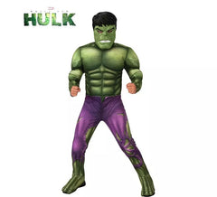 Fato de Hulk verde musculoso com máscara de luxo para criança