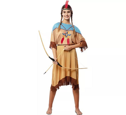 Disfraz de India Apache en vestido con tocado para mujer