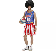 Fato de jogador de basquete azul e vermelho para homem