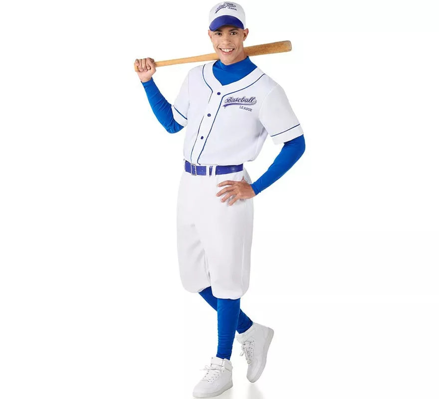 Translation missing: pt-PT.Disfraz de Jugador de Béisbol blanco y azul para hombre