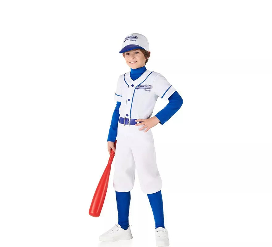 Translation missing: pt-PT.Disfraz de Jugador de Béisbol blanco y azul para niños
