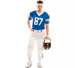 Fato de jogador de futebol americano azul para homem