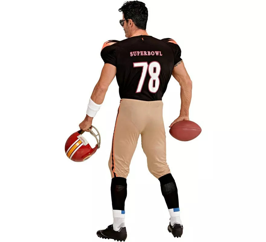 Translation missing: pt-PT.Disfraz de Jugador de Fútbol Americano negro y marrón para hombre
