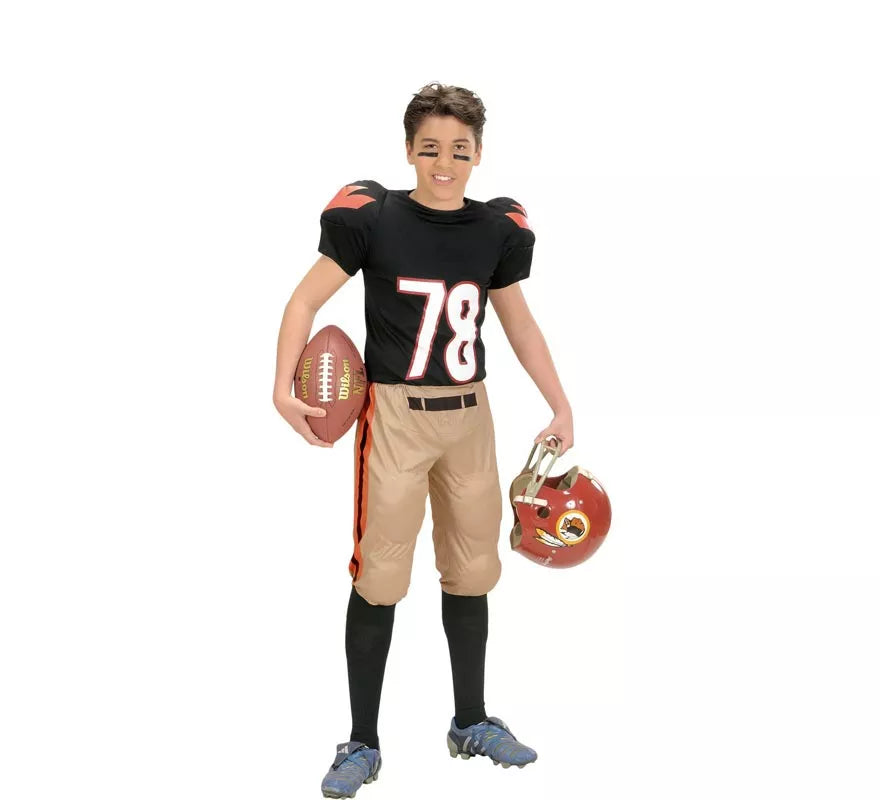 Translation missing: pt-PT.Disfraz de Jugador de Fútbol Americano negro y marrón para niño