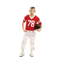 Fato de jogador de futebol americano vermelho para menino