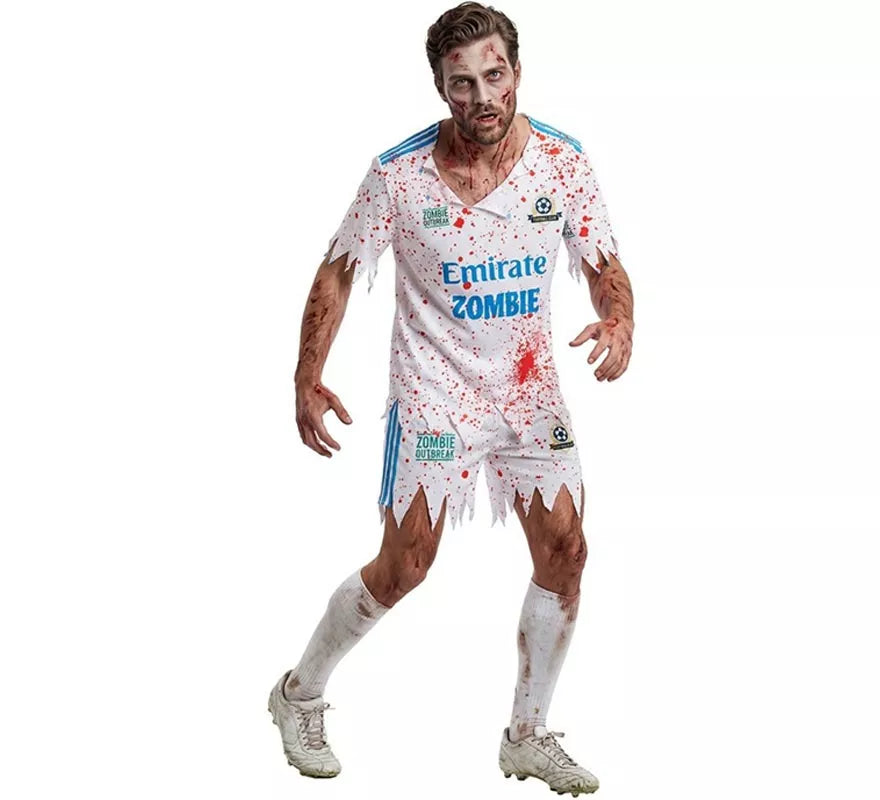 Translation missing: pt-PT.Disfraz de Jugador de Fútbol Zombie blanco para hombre