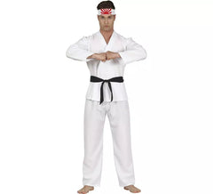 Fantasia de lutador de karatê branco para homens