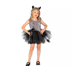 Fato de Leopardo com Tutu e Laço para menina