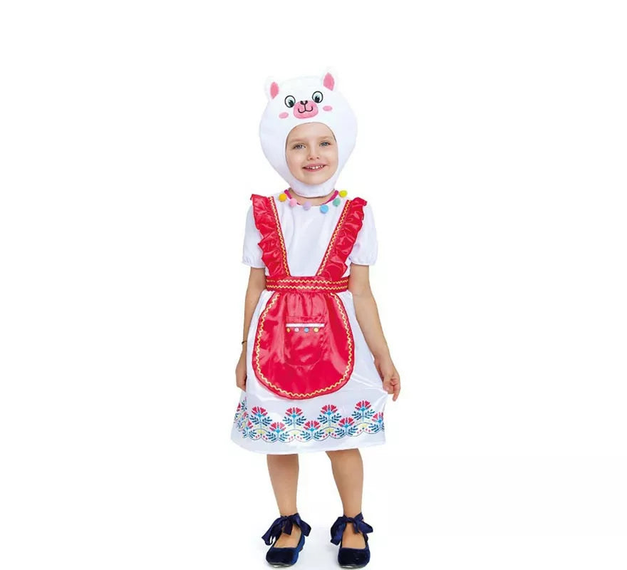 Translation missing: pt-PT.Disfraz de Llama blanca en vestido con gorro para bebé